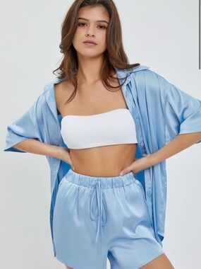 RIVIR Satin Blouse & Shorts Set